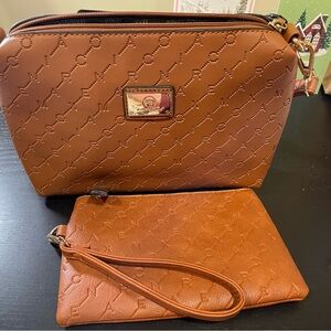 Elegant Tan Embossed Crossbody Bag Set Marco Xenia